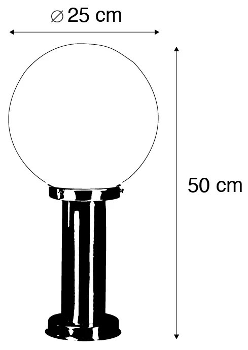 Zewnetrzna Lampa zewnętrzna stal nierdzewna 50 cm - Sfera z bolcem uziemiającym i tuleją kablową Retro Oswietlenie zewnetrzne