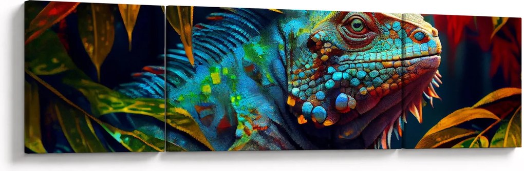 Obraz - Kolorowa iguana (170x50 cm)