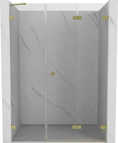 Mexen Lunar-F drzwi prysznicowe składane prawe 135 cm, transparent, złote szczotkowane - 836S-135-050-55-00-P