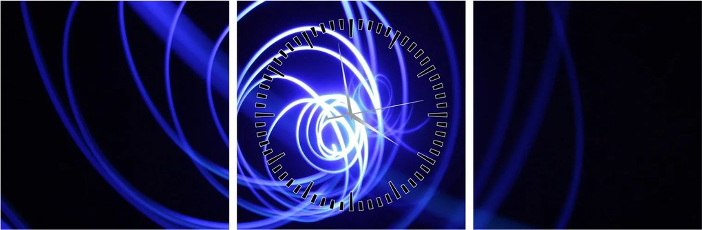 Obraz niebieskich spiral (z zegarem) (90x30 cm)