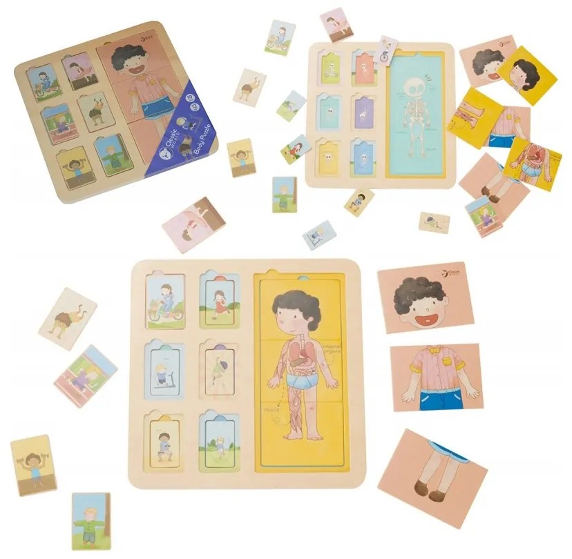 Classic world tablica edukacyjna ciało ludzkie układanka klocki puzzle dla dzieci dopasuj montessori 19 el.