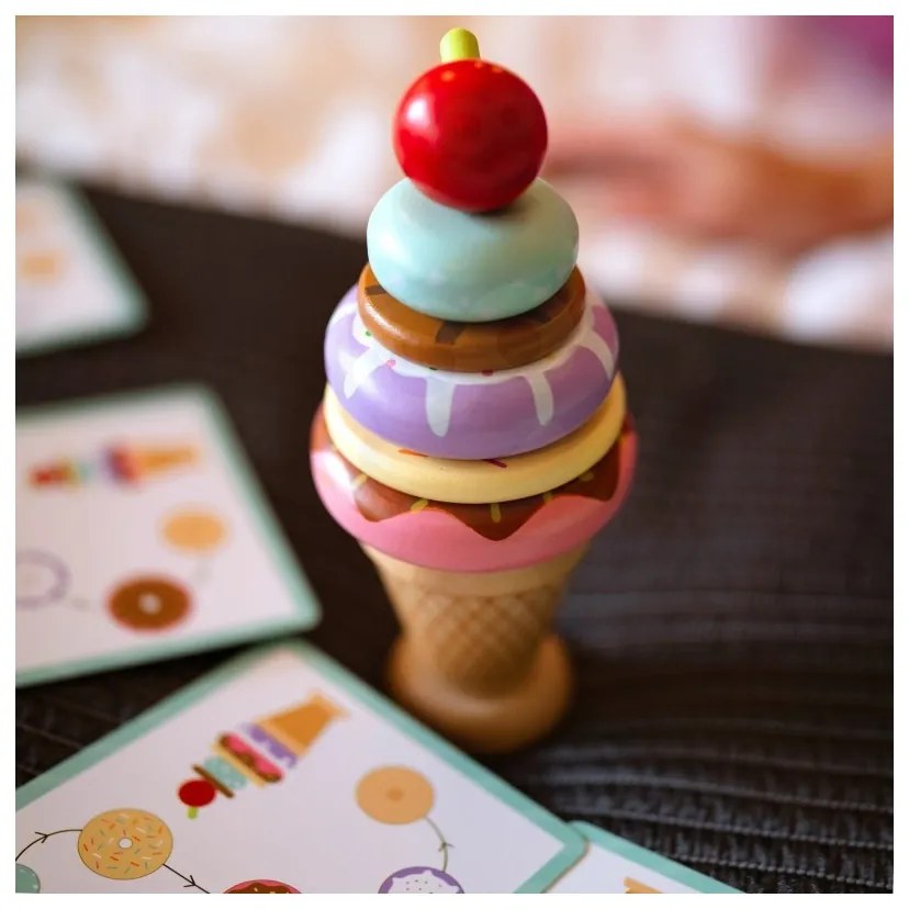 Woopie green drewniane lody układanka montessori cukiernia 12 el. fsc