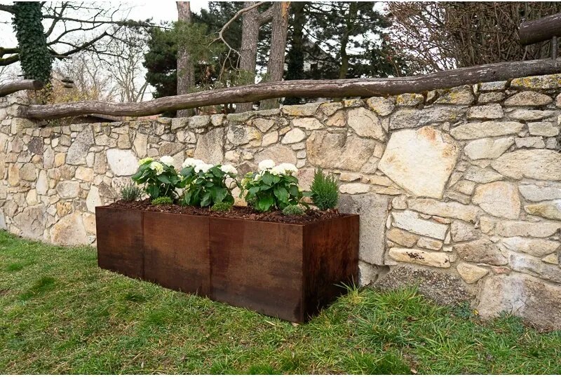 Alto Podwyższona rabata 69 x 204 x 52 cm, corten CORGARDEN 1011
