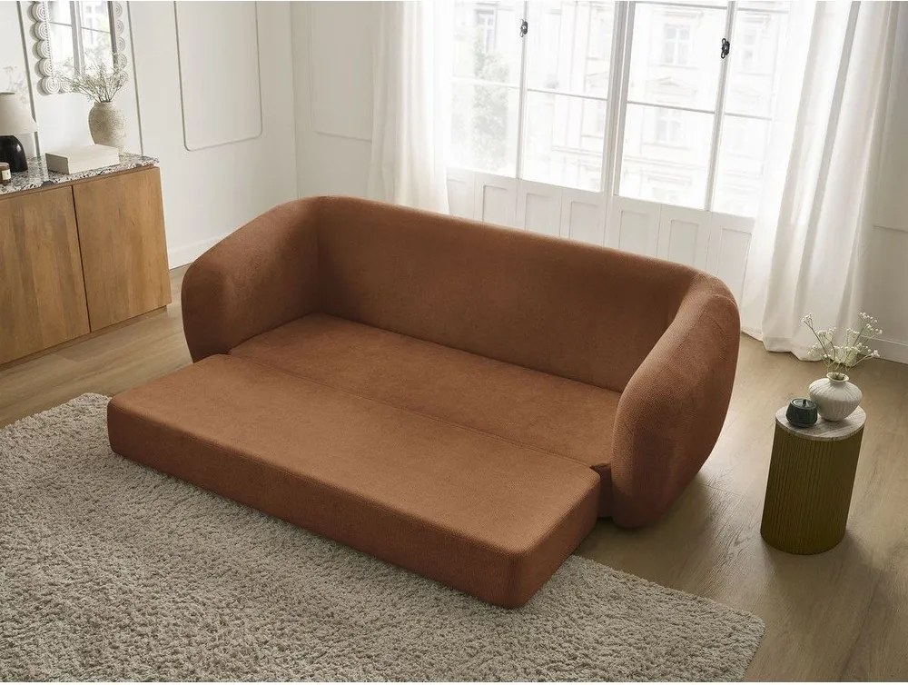Pomarańczowa rozkładana sofa z tkaniny szenilowej 228 cm Neyo – Bobochic Paris