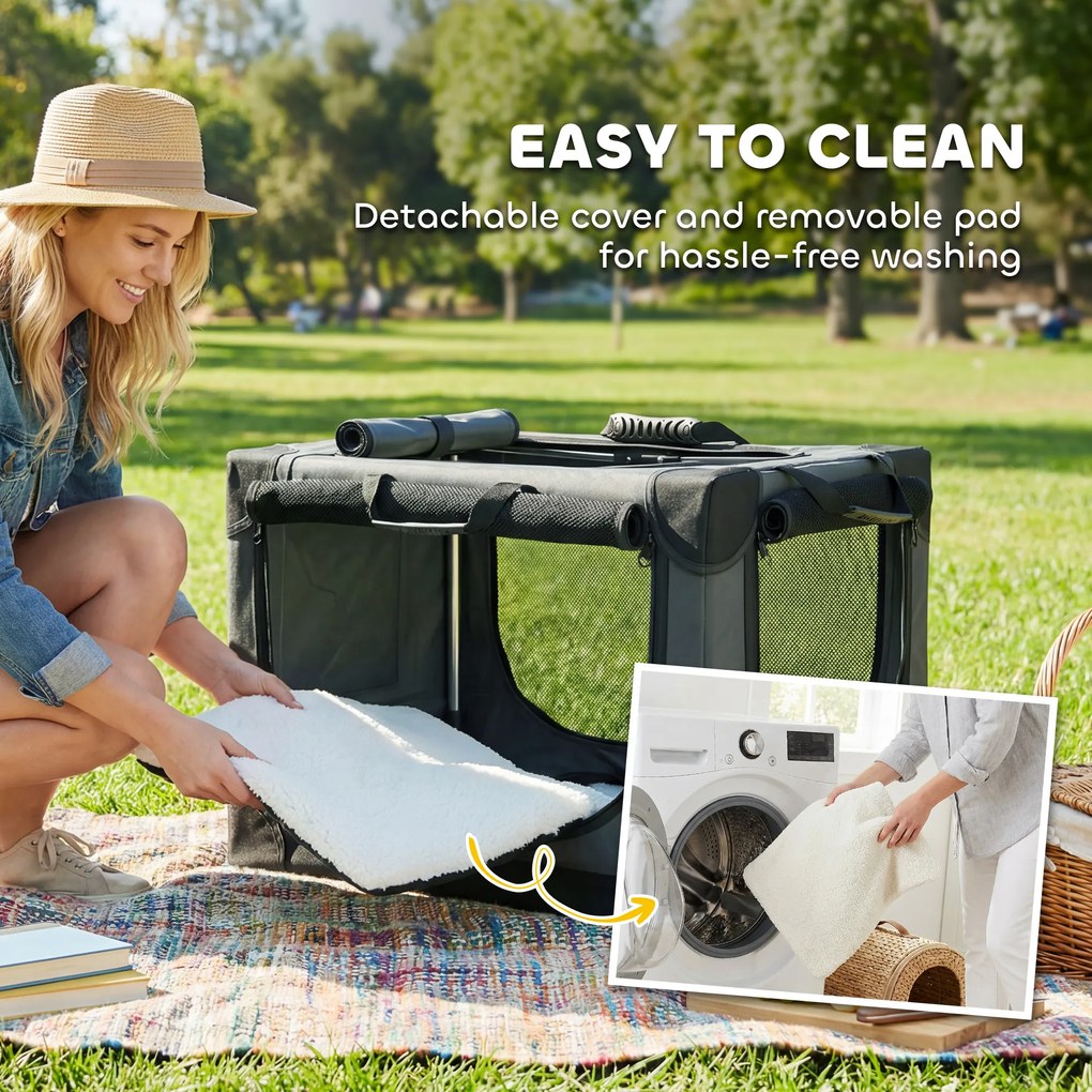 PawHut Składana torba transportowa dla psa z poduszką, zdejmowanym i nadającym się do prania pokrowcem, wykonana z tkaniny Oxford, dla psów do 22 kg, zielony wojskowy | Aosom PL