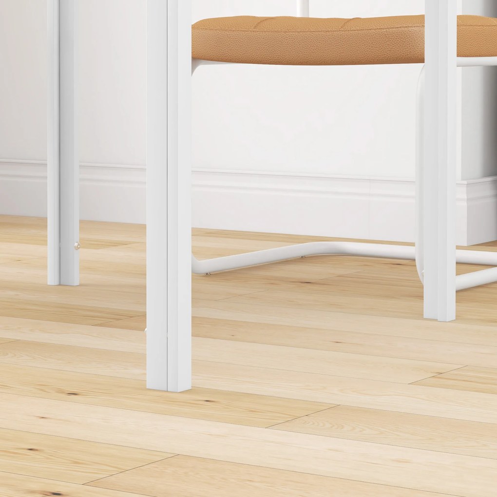 HOMCOM Kwadratowy Stół dla 4 Osób, Blat z Hartowanego Szkła, do Kuchni i Jadalni, 75 x 75 x 75 cm, Biały