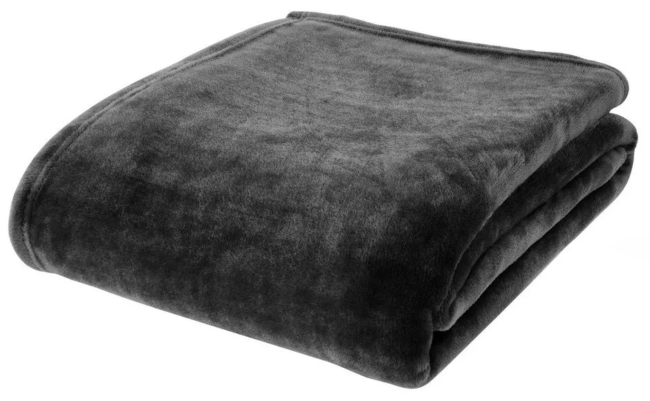 Czarny koc z mikropluszu 130x170 cm Raschel Velvet – Catherine Lansfield