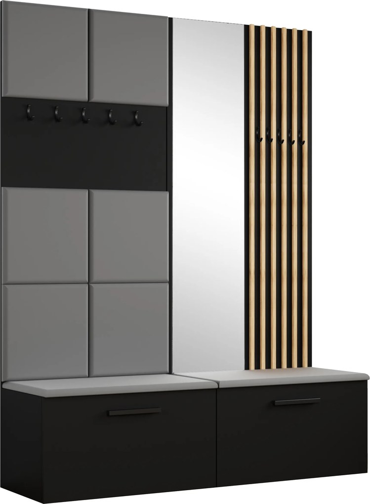 Masseno Garderoba MODULO 161,2/204/40 cm do Przedpokoju Nowoczesna Czarna