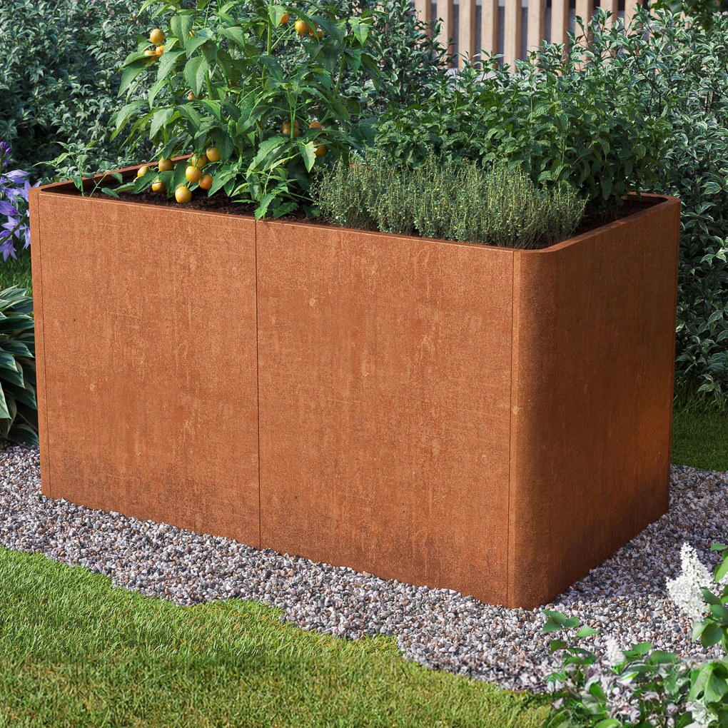 PRIMEYARD 146 x 80 x 60 cm Grządka podwyższona, stal corten, optyka rdzy - (GFPV00825)
