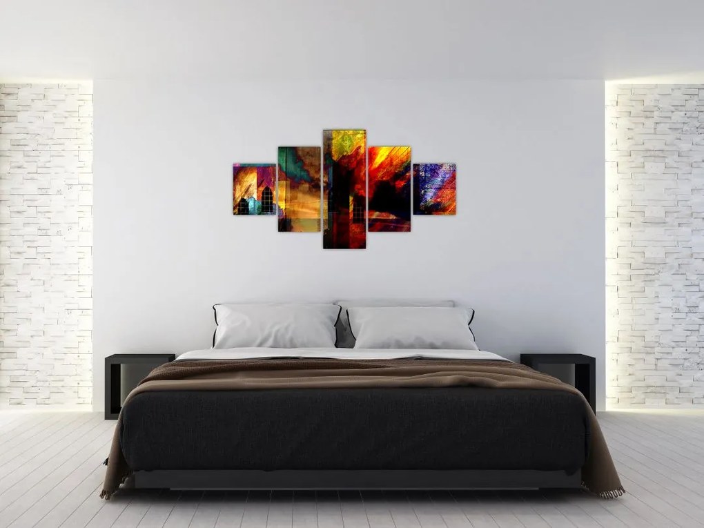 Obraz - Kolorowa abstrakcja miasta (125x70 cm)