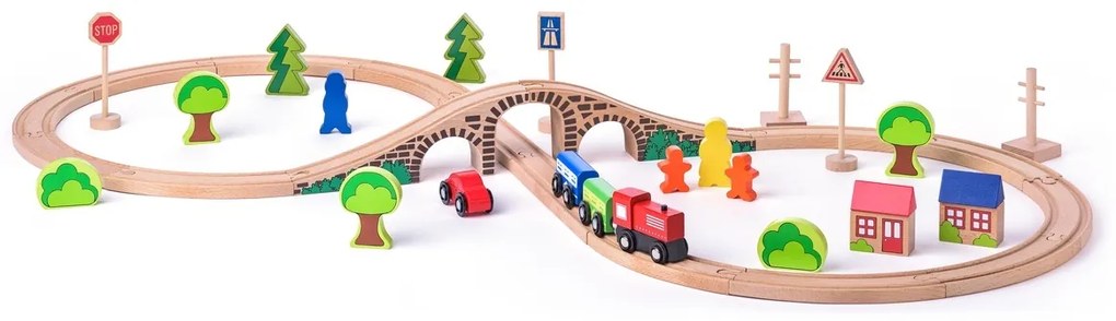 Woody Tor kolejowy Ósemka z pociągiem, 40 elementów