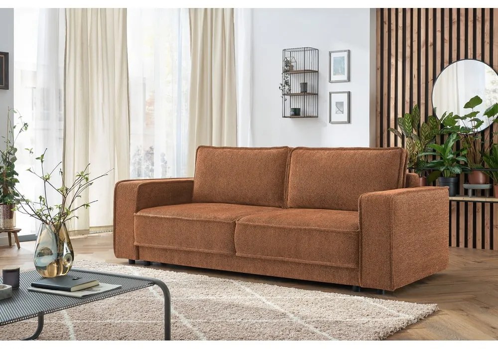 Pomarańczowobrązowa sofa rozkładana Emile – Bobochic Paris