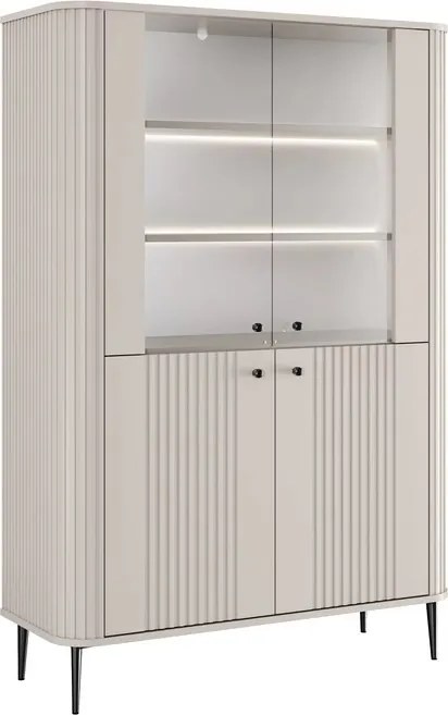 Witryna Vesper 103 cm czterodrzwiowa - kaszmir / czarne nogi