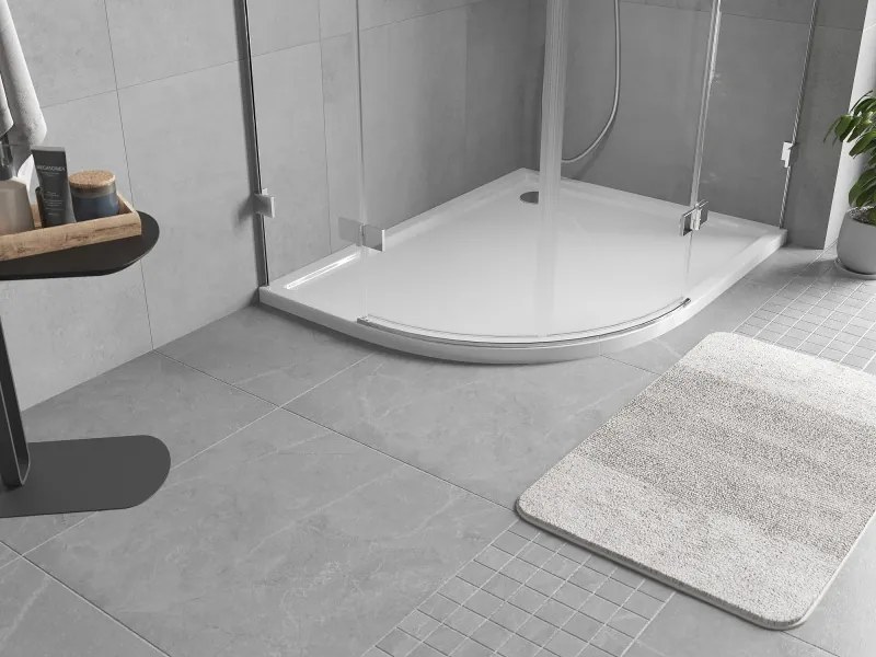 Mexen Flow brodzik półokrągły asymetryczny slim prawy 100 x 90 cm, biały połysk - 46Q109010R