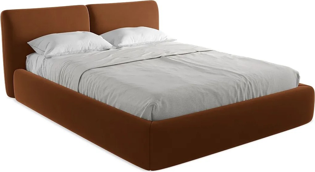 Łóżko 180 x 228 - z weluru - terakota - HOKU