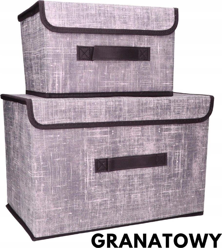Organizery tekstylne granatowe 38x25x23 cm + 26x20x16cm komplet z pokrywami