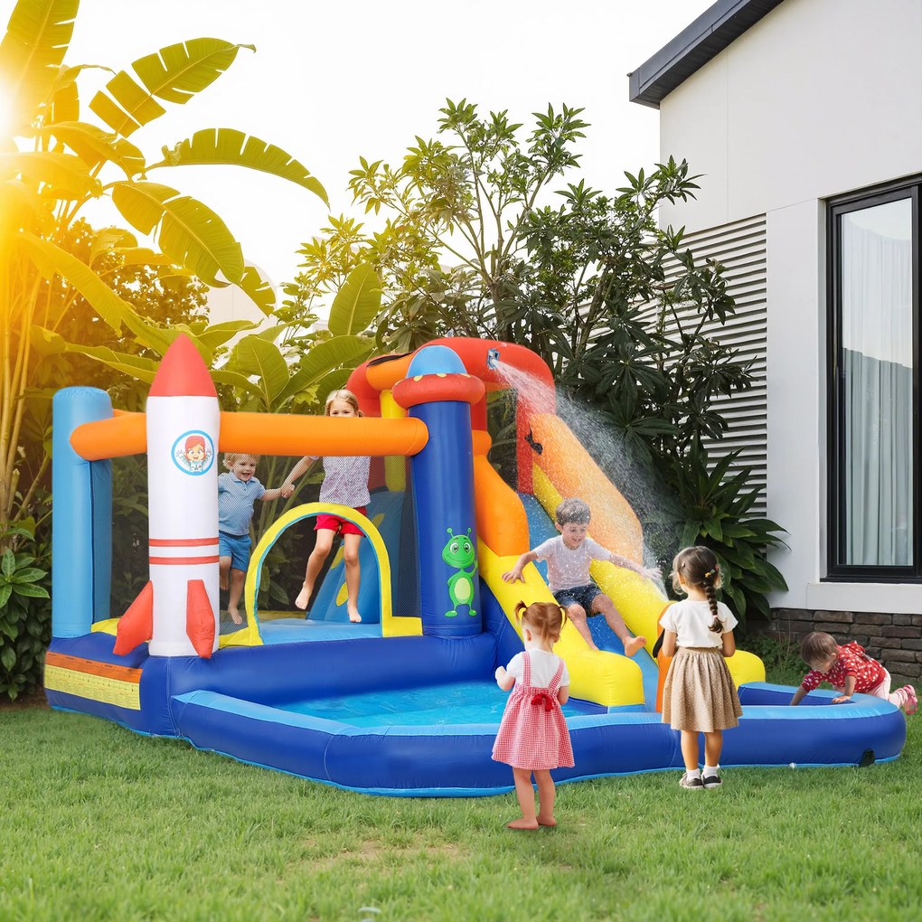 AIYAPLAY 5 w 1 Dmuchany zamek z wodną zjeżdżalnią, basenem, strzelanie wodne, szybko dmuchany, 360 x 250 x 195 cm, Kolorowy