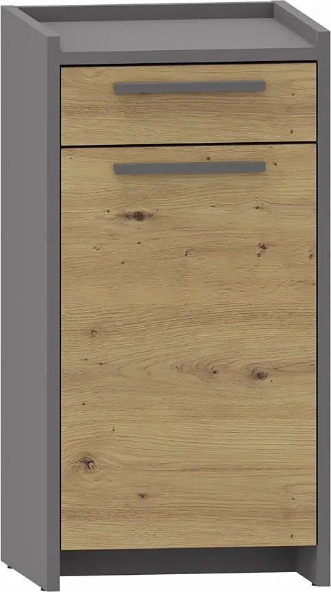 Nowoczesna komoda z szufladą oraz półką dąb artisan + antracyt W3-B67