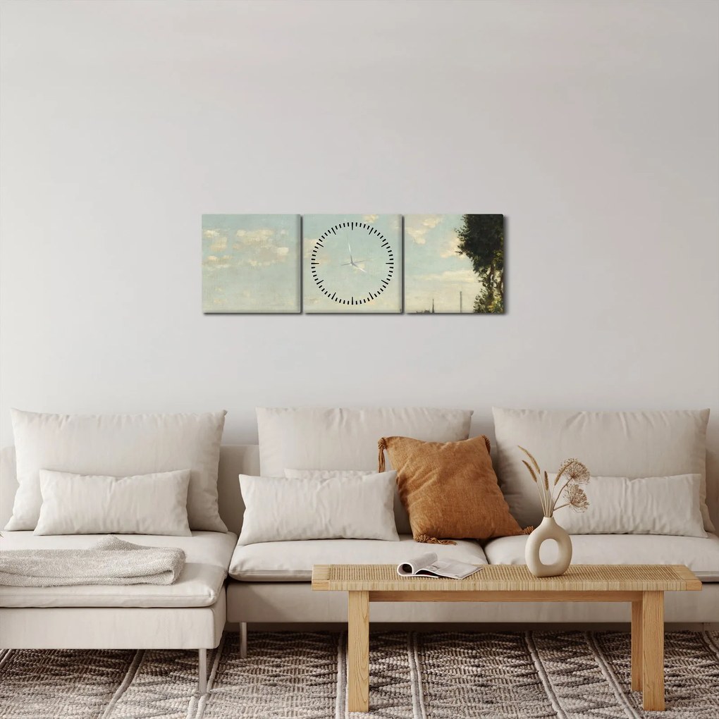 Obraz - Claude Monet, Argenteuil, reprodukcje (z zegarem) (90x30 cm)