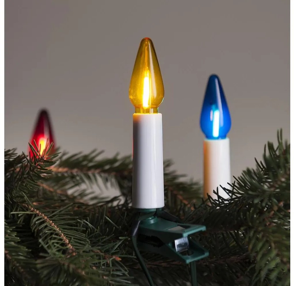 LED Łańcuch zewnętrzny FELICIA FILAMENT 20xE10 19m kolorowy/ciepła biel IP44