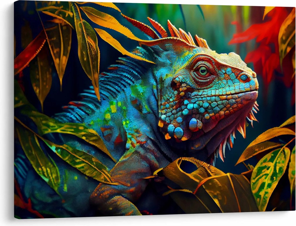 Obraz - Kolorowa iguana (70x50 cm)