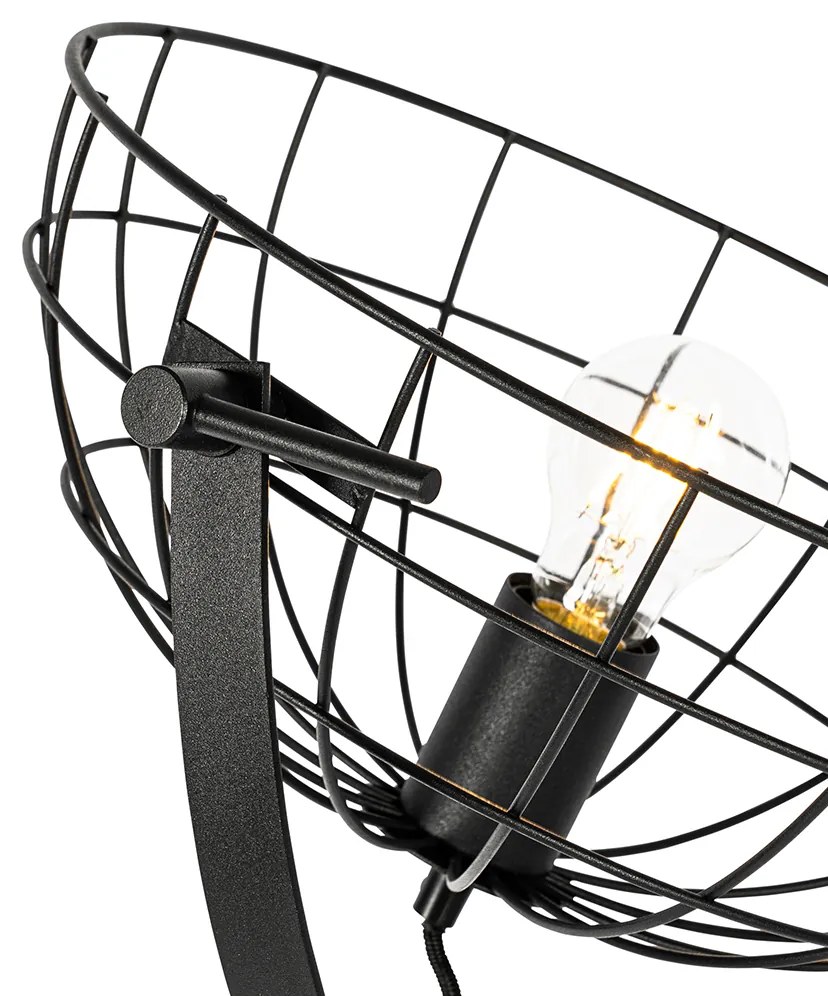 Industrialna lampa podłogowa na trójnogu czarna 35 cm regulowana - HanzePrzemysłowy Oswietlenie wewnetrzne