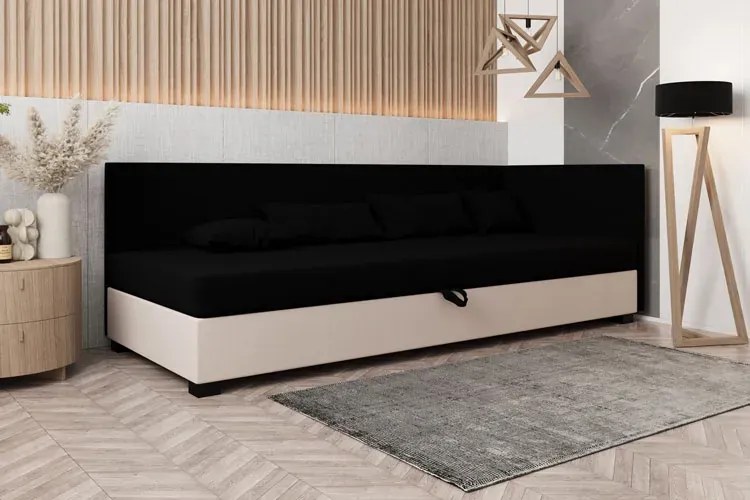 Tapczan młodzieżowy z pojemnikiem czarny + ecru E3-N60