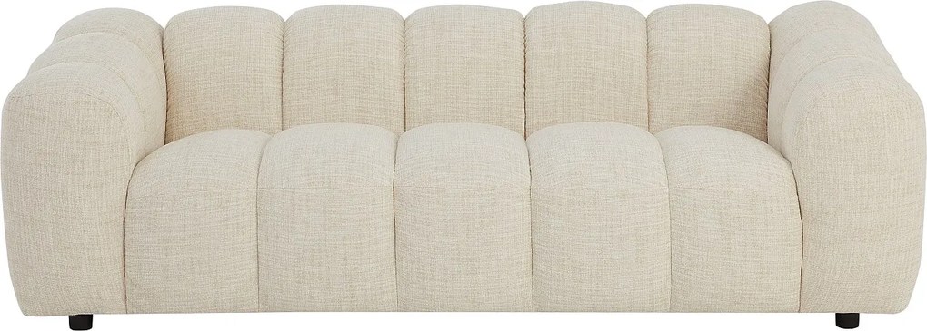 Kanapa 3-osobowa z beżowej tkaniny szenilowej NELIMAR