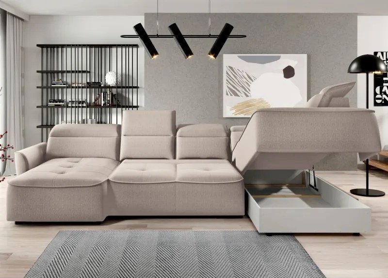 Narożnik MURILLO XL z elektryczną regulacją siedziska Prawostronny w tkaninie VOUGE 02 WERSAL