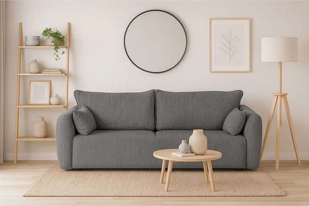 DALLAS – sofa 3-osobowa z funkcją spania 140x196 cm, tkanina Raven 7 szary