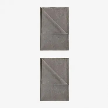 Zestaw 2 Ściereczek Kuchennych Z Bawełny Dasiel Gris Oscuro - Sklum
