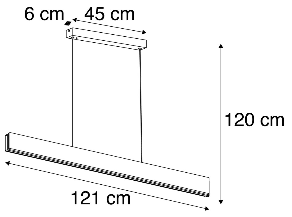 Lampa wisząca drewniana 121 cm w tym LED z pilotem - Ajdin Nowoczesny Oswietlenie wewnetrzne