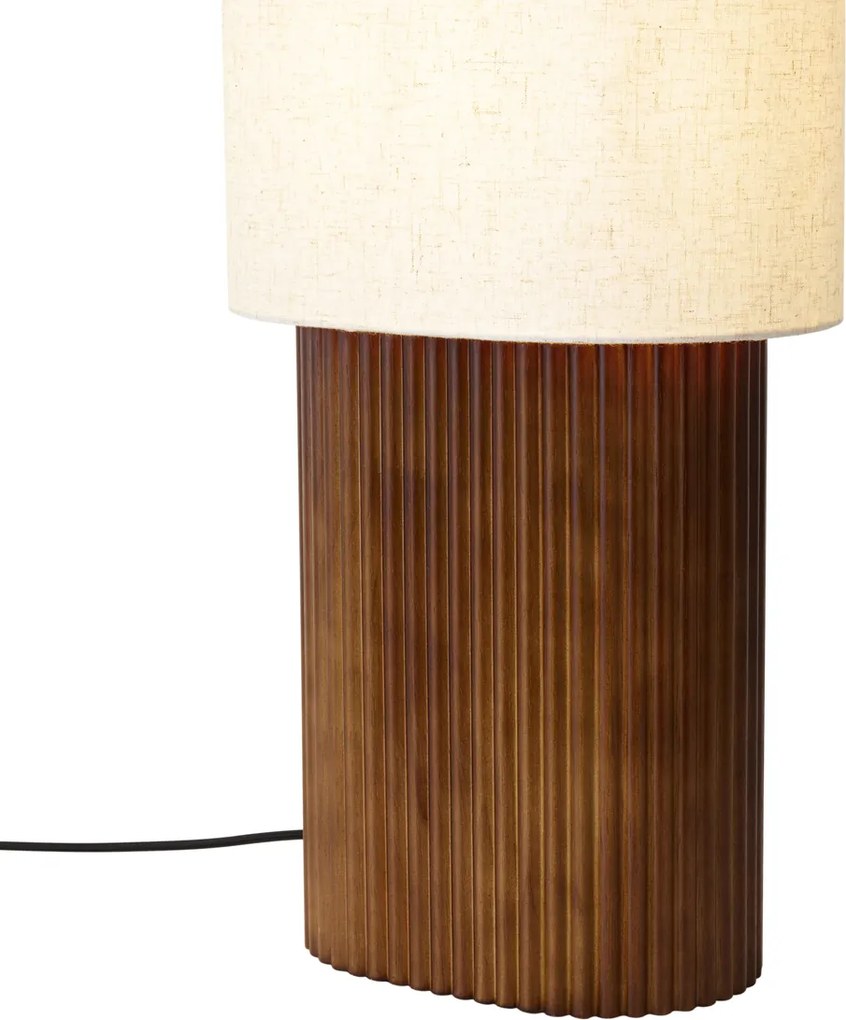 Lampa podłogowa Japandi z drewna orzechowego z abażurem z tkaniny 90cm - Lamel