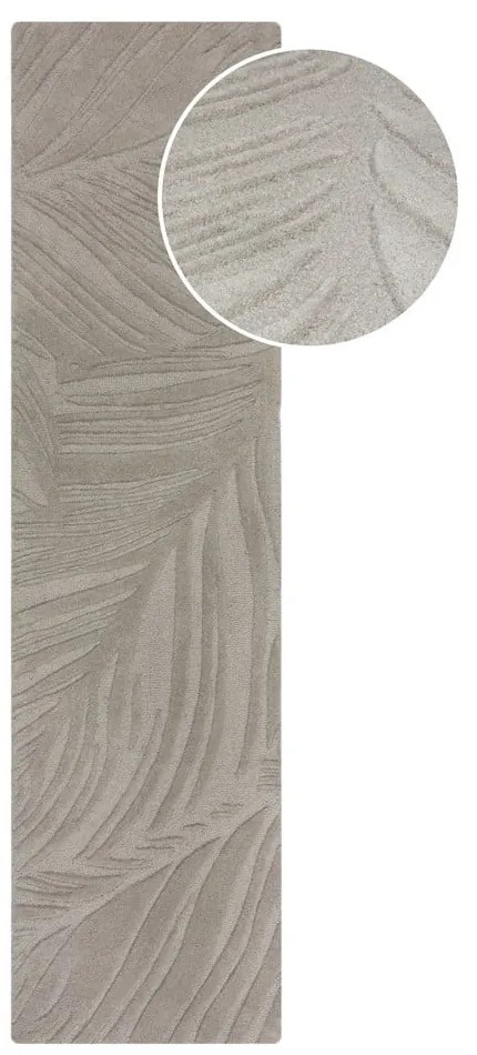 Jasnoszary wełniany chodnik 60x230 cm Lino Leaf – Flair Rugs