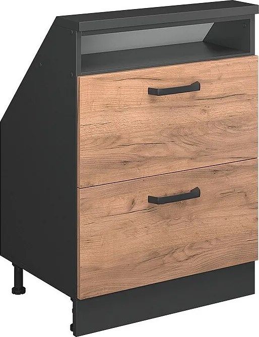 Szafka kuchenna na dach skośny złoty dąb energetyczny 60x46x81.6 r-line