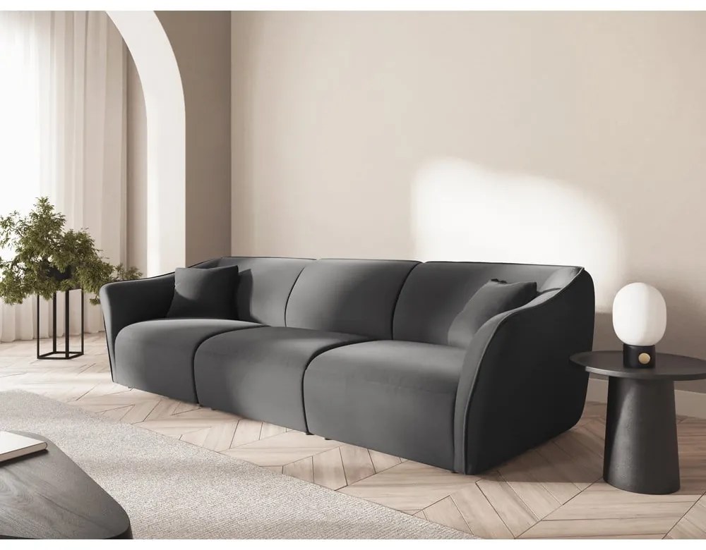 Ciemnoszara aksamitna sofa 292 cm Tokyo – Cosmopolitan Design