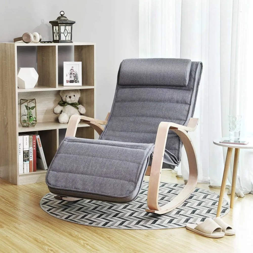 SongmicsHome Fotel bujany SWING, max obciążenie 150kg, 67x115x91cm, szara