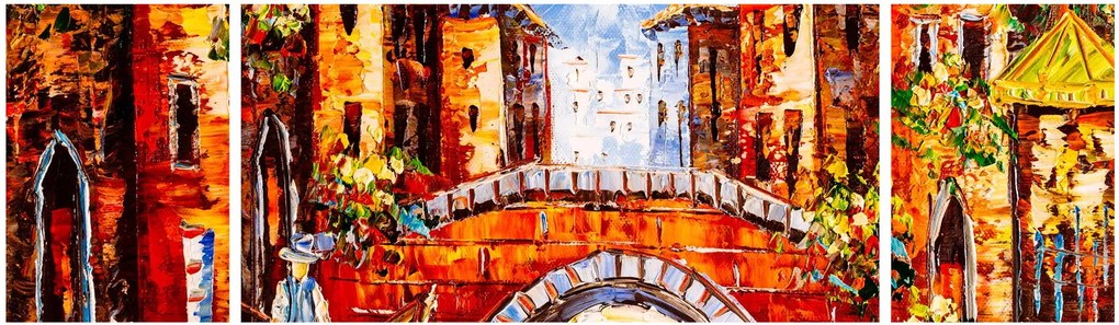 Obraz - Obraz olejny przedstawiający miasto III. (170x50 cm)