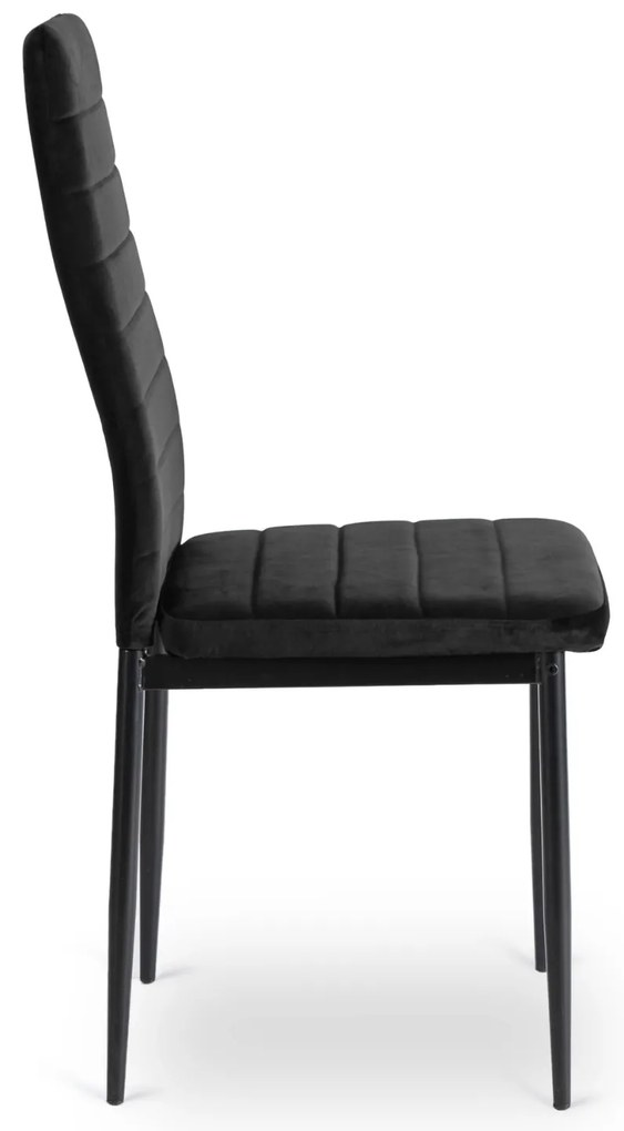 Zestaw Stół Rozkładany SKUBI 120-160 cm Dąb Craft/Czarny i 4 Krzesła NARIS Czarne Welurowe