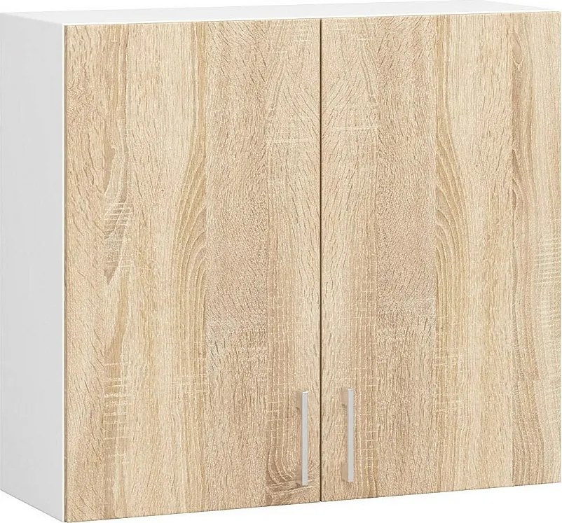 Szafka kuchenna AKORD W80 system LIMA Biała 80 cm 2 drzwi kolor Dąb Sonoma mat 2 półki 80x30,5x72 cm