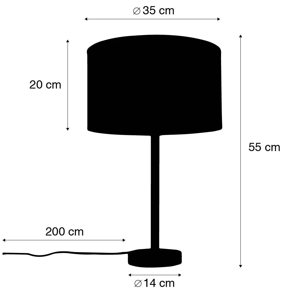 Nowoczesna lampa stołowa czarna z lnianym abażurem jasnoszarym 35 cm - Simplo