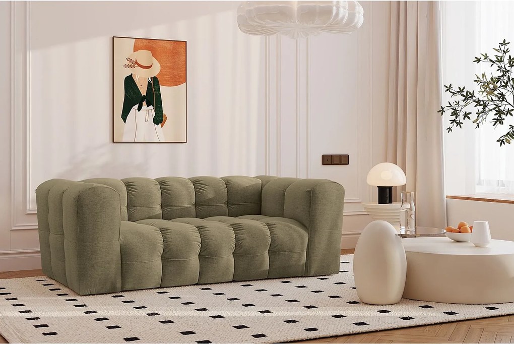 Sofa dwuosobowa BALOO, tkanina szenilowa, Oliwkowy