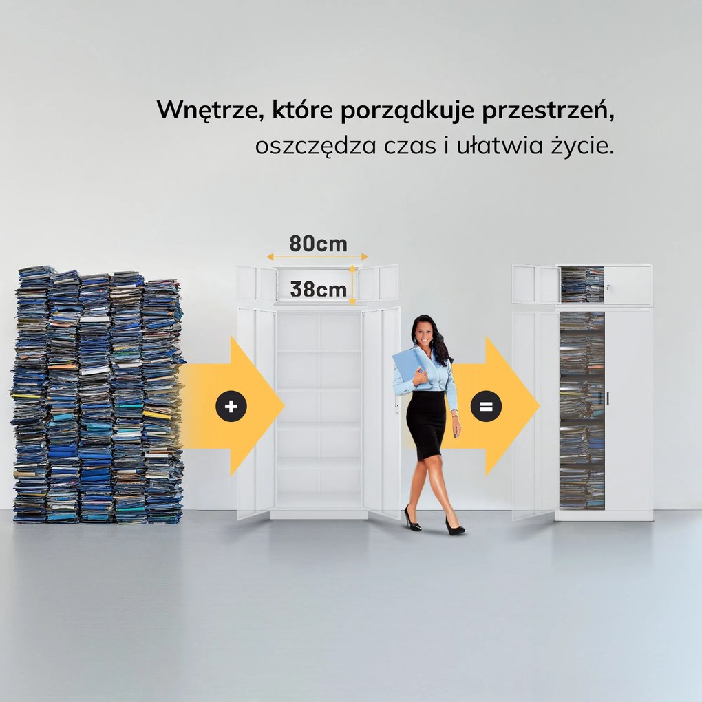 Nadstawka na szafę biała, 800x380x400 mm: EWA