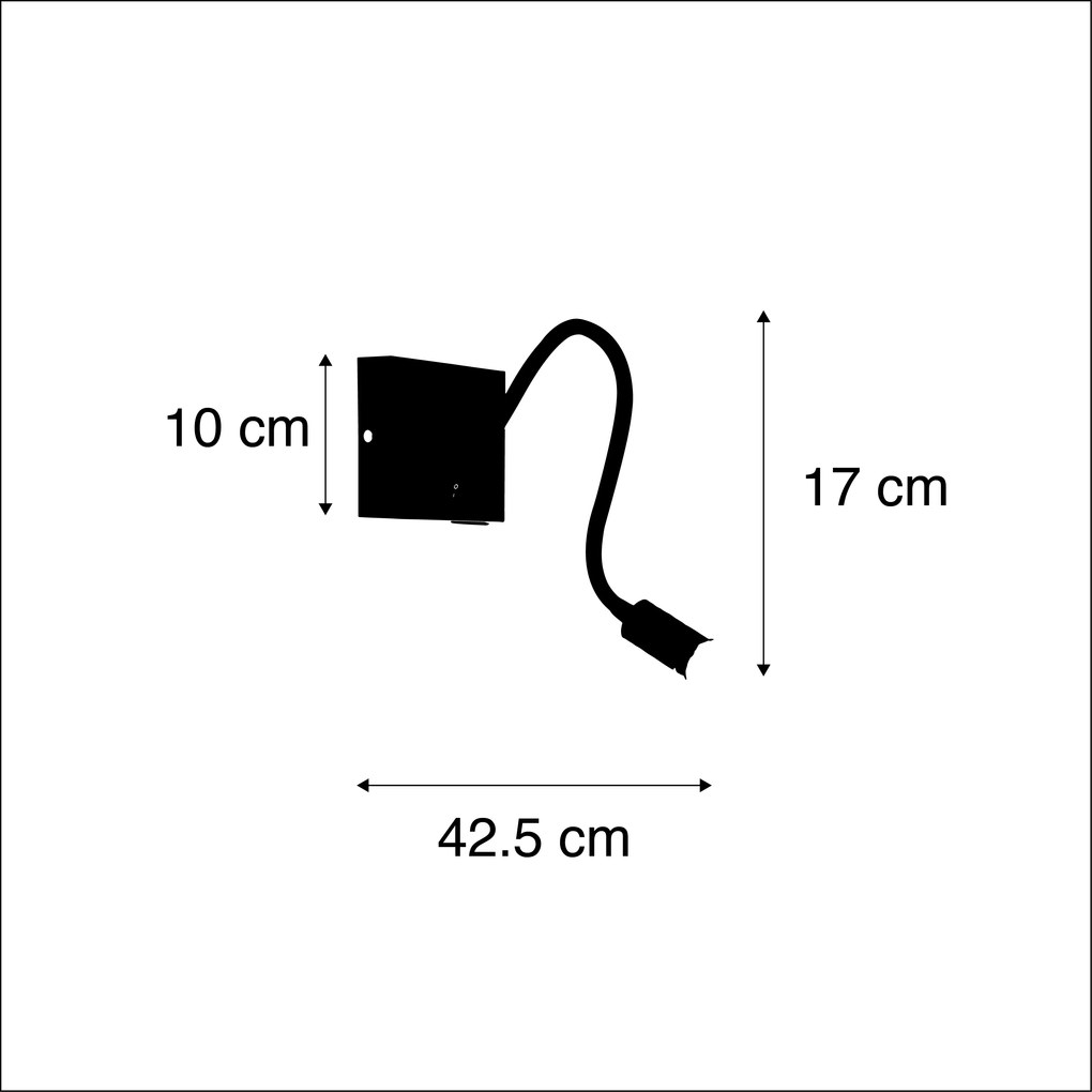 Nowoczesna elastyczna lampa ścienna USB czarna - Zeno Nowoczesny Oswietlenie wewnetrzne