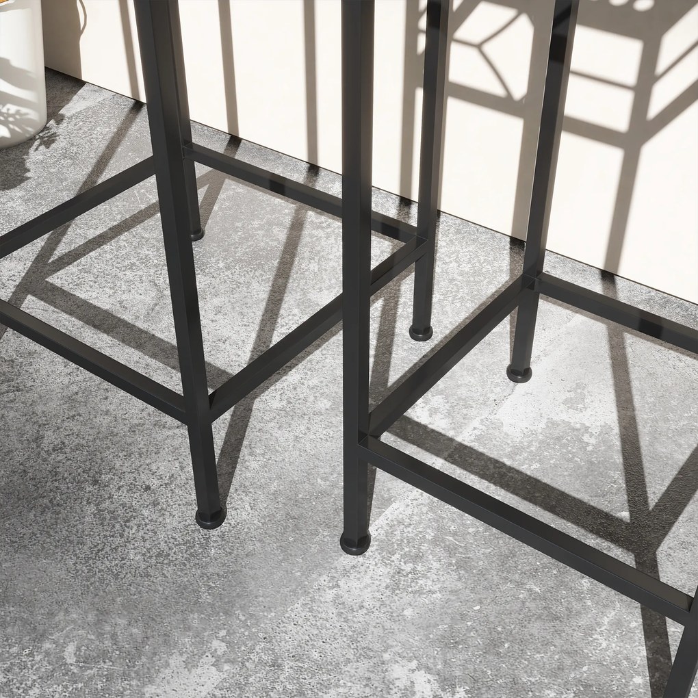 Outsunny Stojak na Rośliny, Zestaw 3 szt., okrągłe, składany, z efektem rattanu, metalowe nogi, do użytku wewnątrz i na zewnątrz, Czarno/Złoto