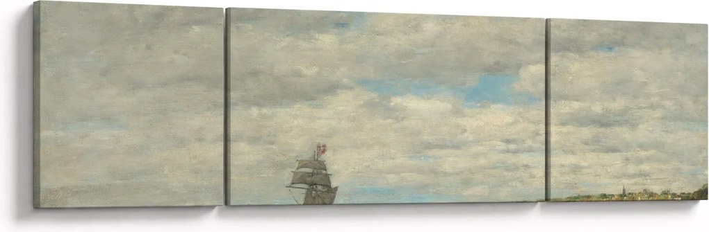 Obraz - Eugène Boudin, Coast of Brittany, reprodukcje (170x50 cm)
