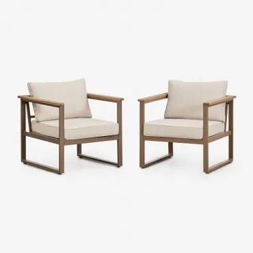 Zestaw 2 Foteli Ogrodowych Z Aluminium I Drewna Akacjowego Lipov Moka Brown - Sklum