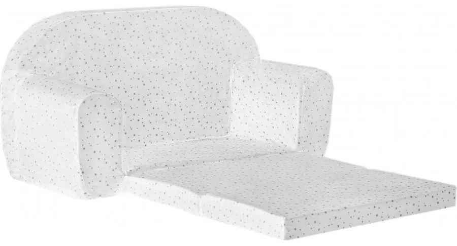Mini sofka dla dzieci, piankowa 77x35cm rozkładana - szary gwiazdozbiór na białym tle