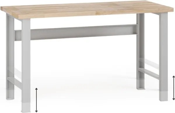Stół warsztatowy z regulacją wysokości G7, blat bukowy, 1500 x 685 x 840-1040 mm