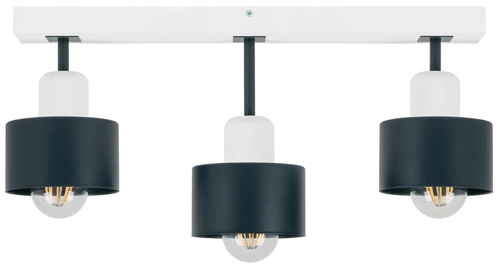 Antracytowo-biała lampa sufitowa, trzypunktowy spot DAN50x7WE z drewna